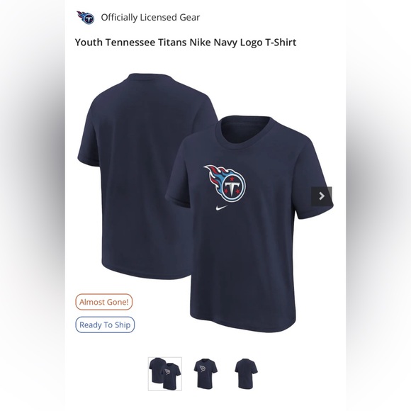 NWT! Youth Tennessee Titans Nike Navy Logo T-Shirt M (10-12) - Picture 1 of 2